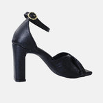 Sandalia tacon taria de cuero para mujer - Negro