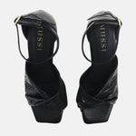 Sandalia tacon taria de cuero para mujer - Negro