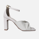 Sandalia tacon taria de cuero para mujer - Hueso