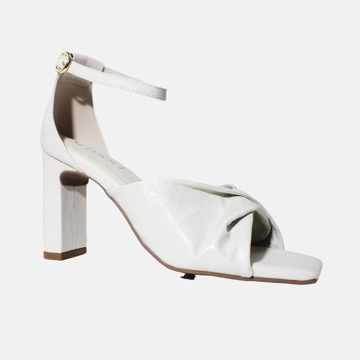 Sandalia tacon taria de cuero para mujer - Hueso