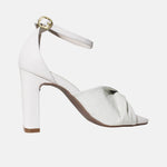 Sandalia tacon taria de cuero para mujer - Hueso