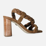 Sandalia tacon solana de cuero para mujer - Miel