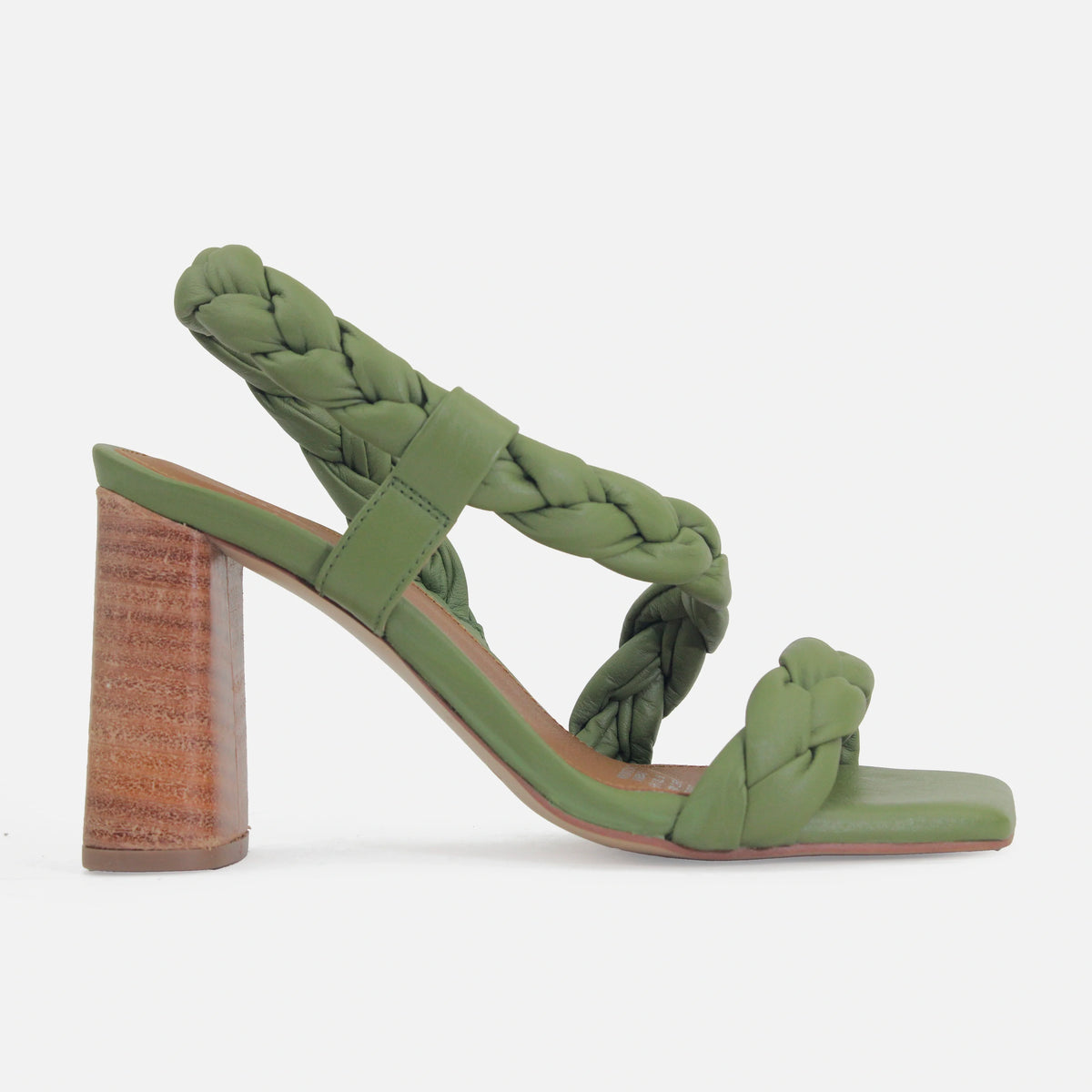 Sandalia tacon solana de cuero para mujer - Verde