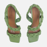 Sandalia tacon solana de cuero para mujer - Verde