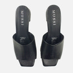 Sandalia tacon amara de cuero para mujer - Negro