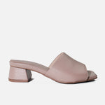 Sandalia tacon amara de cuero para mujer - Taupe