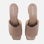 Sandalia tacon amara de cuero para mujer - Taupe