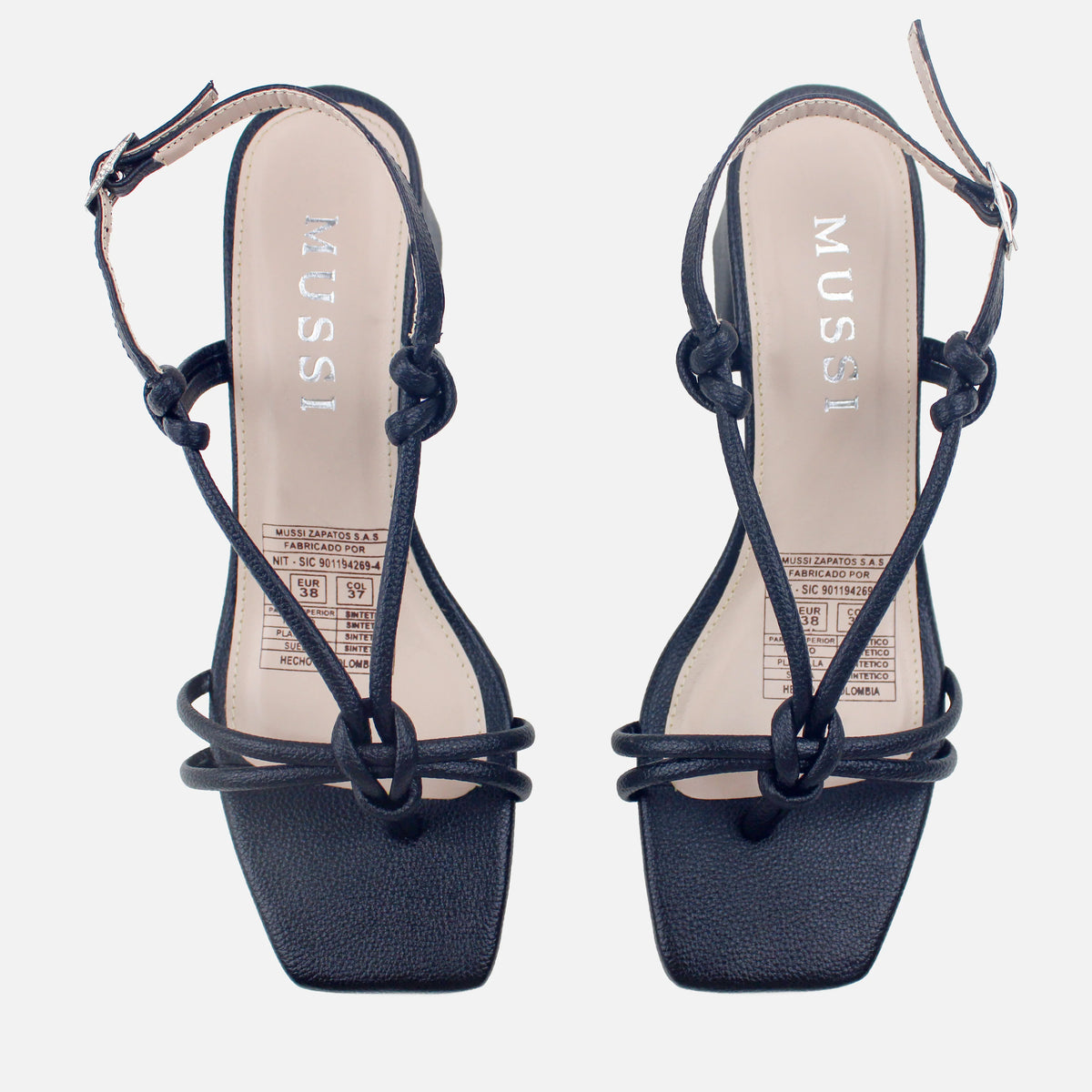 Sandalia tacon coral de sintético para mujer - Negro