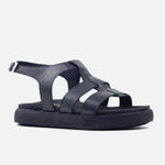 Sandalia flatform ester de cuero para mujer - Negro