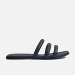 Sandalia plana amira de cuero para mujer - Negro