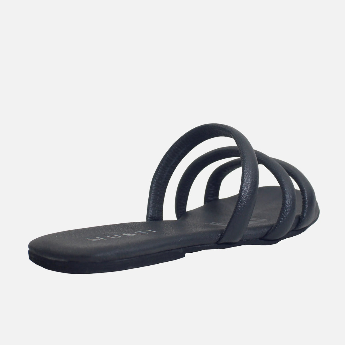 Sandalia plana amira de cuero para mujer - Negro