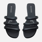 Sandalia plana amira de cuero para mujer - Negro