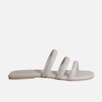 Sandalia plana amira de cuero para mujer - Blanco