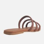 Sandalia plana amira de cuero para mujer - Miel