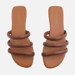 Sandalia plana amira de cuero para mujer - Miel