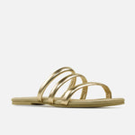 Sandalia plana amira de cuero para mujer - Oro