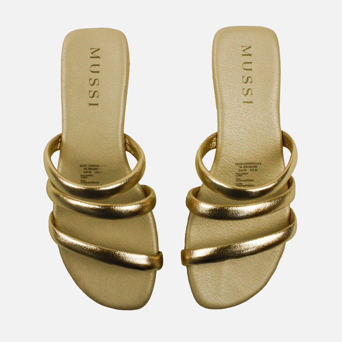 Sandalia plana amira de cuero para mujer - Oro