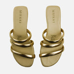 Sandalia plana amira de cuero para mujer - Oro