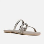 Sandalia plana Neila de cuero para mujer - Pitón