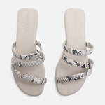 Sandalia plana Neila de cuero para mujer - Pitón