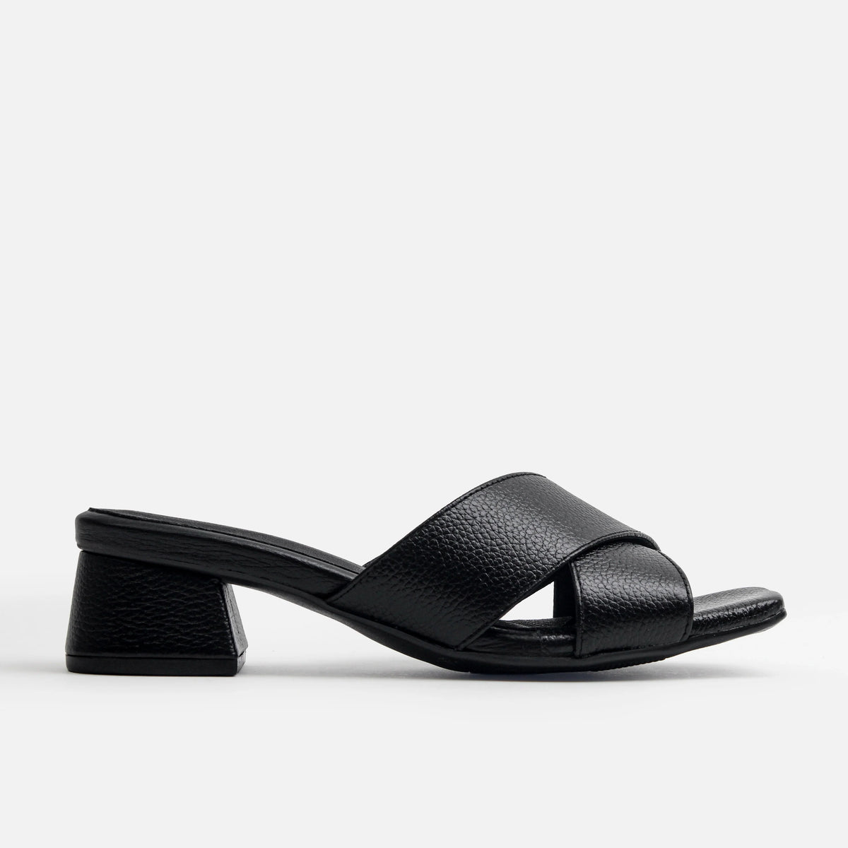 Sandalia tacon arena de cuero para mujer - Negro