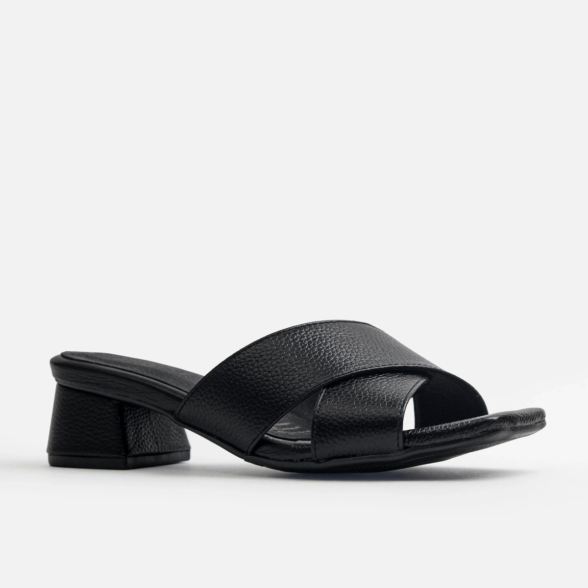 Sandalia tacon arena de cuero para mujer - Negro