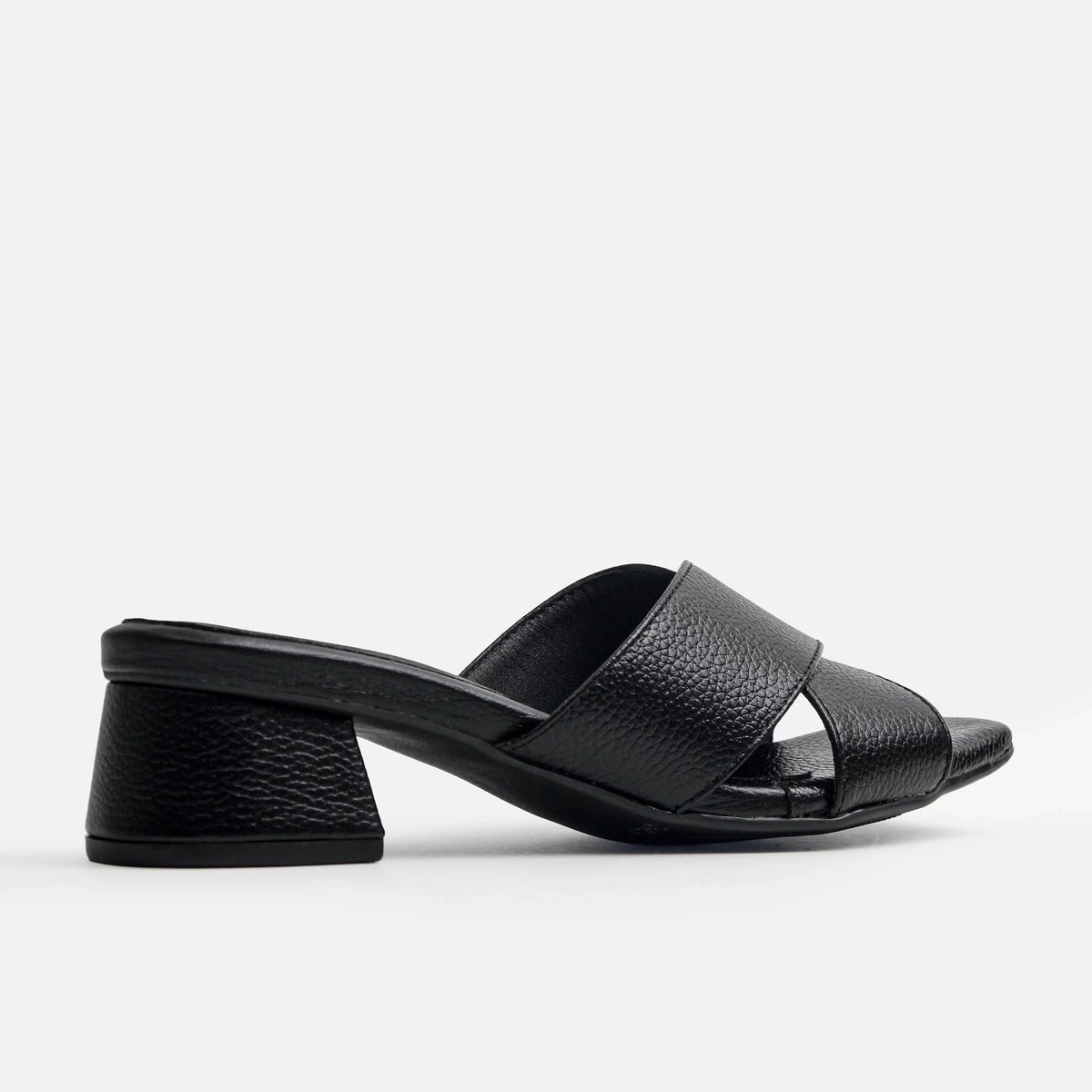 Sandalia tacon arena de cuero para mujer - Negro