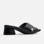 Sandalia tacon arena de cuero para mujer - Negro