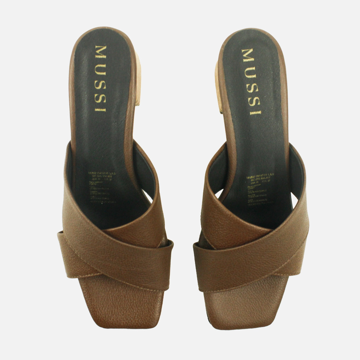 Sandalia tacon solé de cuero para mujer - Café