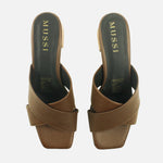 Sandalia tacon solé de cuero para mujer - Café