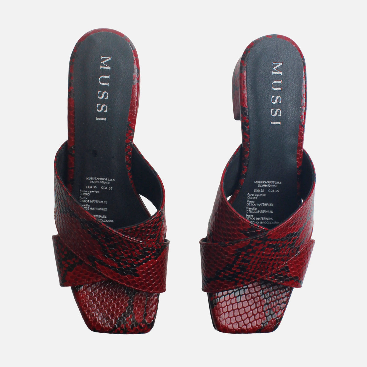 Sandalia tacon arena de cuero para mujer - Rojo