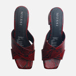 Sandalia tacon arena de cuero para mujer - Rojo