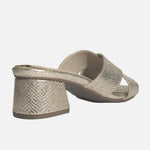 Sandalia tacon arena de cuero para mujer - Oro