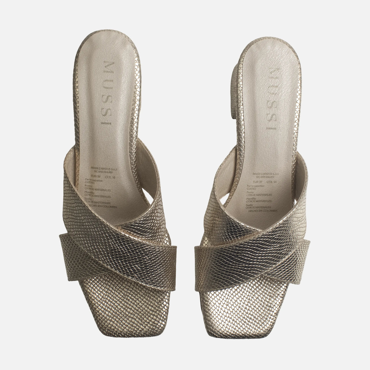 Sandalia tacon arena de cuero para mujer - Oro