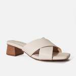 Sandalia tacon solé de cuero para mujer - Hueso