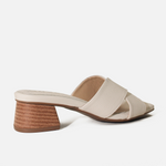 Sandalia tacon solé de cuero para mujer - Hueso