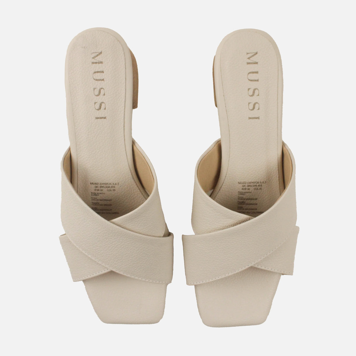 Sandalia tacon solé de cuero para mujer - Hueso