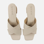 Sandalia tacon solé de cuero para mujer - Hueso