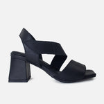 Sandalia tacon aria de cuero para mujer - Negro