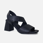 Sandalia tacon aria de cuero para mujer - Negro