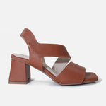 Sandalia tacon aria de cuero para mujer - Miel