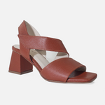 Sandalia tacon aria de cuero para mujer - Miel