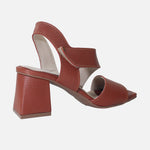 Sandalia tacon aria de cuero para mujer - Miel