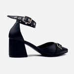 Tacones pricilla de cuero para mujer - Negro