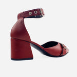 Tacones pricilla de cuero para mujer - Vino