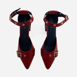 Tacones pricilla de cuero para mujer - Vino