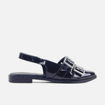 Baleta destalonada aurea de sintético para mujer - Negro