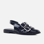 Baleta destalonada aurea de sintético para mujer - Negro