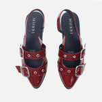 Baleta destalonada aurea de sintético para mujer - Vino