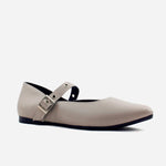 Baleta plana helia de cuero para mujer - Gris